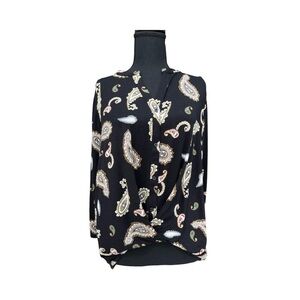 LOFT Black Paisley Blouse